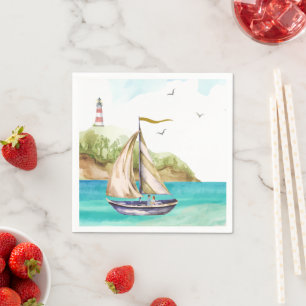 Sailboat in a Turquoise Ocean Napkins
