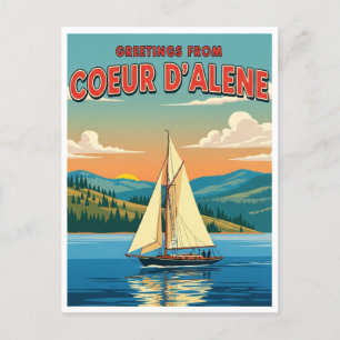 Sailboat in Coeur D'Alene Idaho Postcard