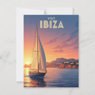 Sailboat in Ibiza Spain Travel Postcard