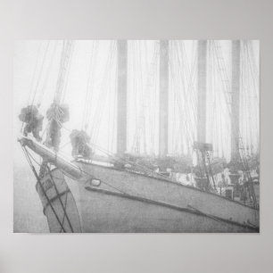 Sailboat in Maine Nautical Black and White Poster