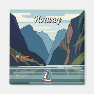 Sailboat in Norway Fjord Magnet