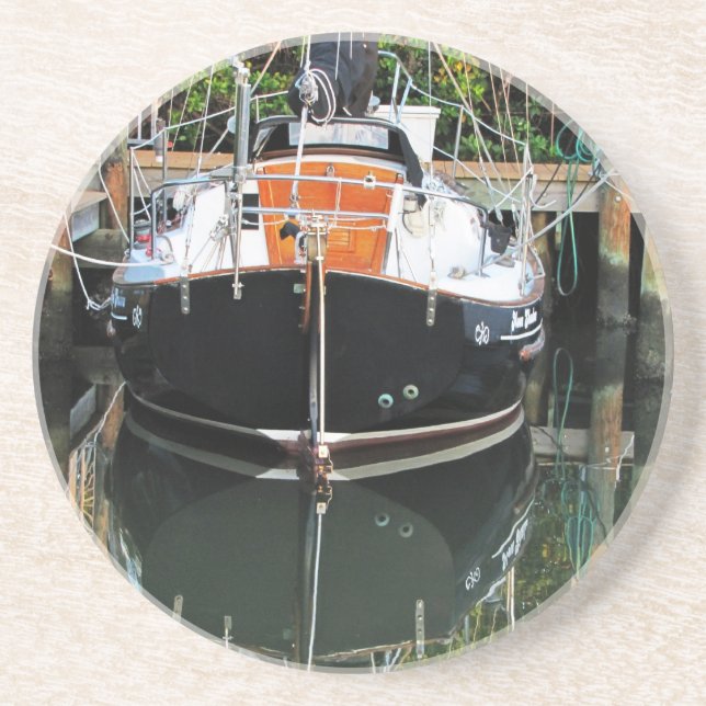 Sailboat in Slip Sandstone Coaster (Front)