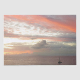 Sailboat in Sunset Beautiful Pink Seascape Tissue Paper