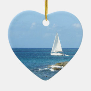 Sailboat in the Ocean Ceramic Ornament