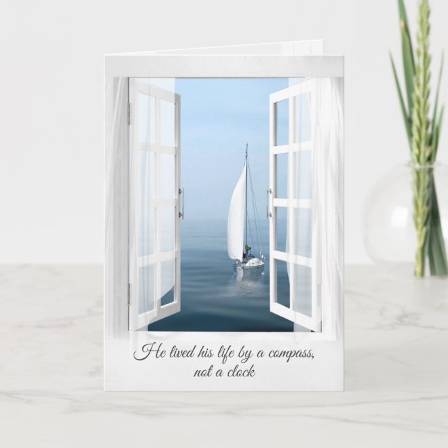 Sailboat In Window for Sympathy Card (Front)