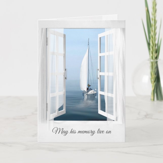 Sailboat In Window for Sympathy Card (Front)
