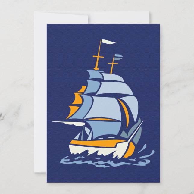 Sailboat invitation, customizable invitation (Front)
