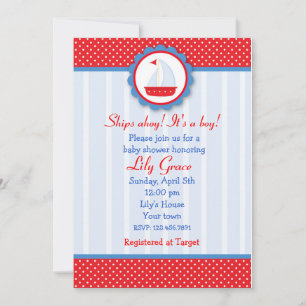Sailboat Invitations de douches pour bébés Nautiqu