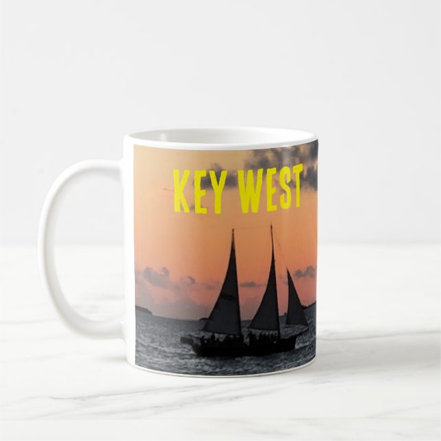 Sailboat Key West Florida Sunset Coffee Mug Cup (Gauche)