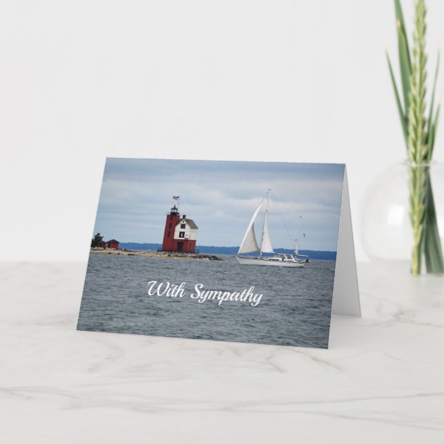 Sailboat Lighthouse Sympathy Card (Front)