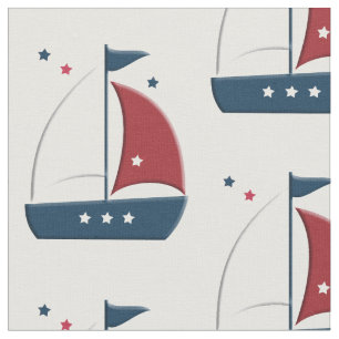 Sailboat Little Sailor Nautical Fabric