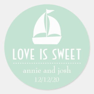 Sailboat Love Is Sweet Labels (Sage Green)