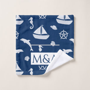 Sailboat & Marine Life Pattern Bath Towel Set