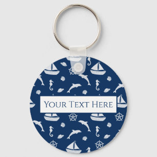 Sailboat & Marine Life Pattern Keychain