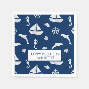 Sailboat & Marine Life Pattern Napkin