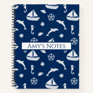 Sailboat & Marine Life Pattern Notebook