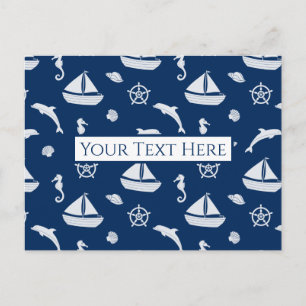 Sailboat & Marine Life Pattern Postcard