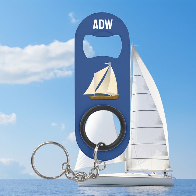 Sailboat Monogram Keychain Bottle Opener (Creator Uploaded)