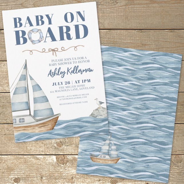 Sailboat Nautical Baby Shower Invitation (Sailboat Nautical Baby Shower Invitation)