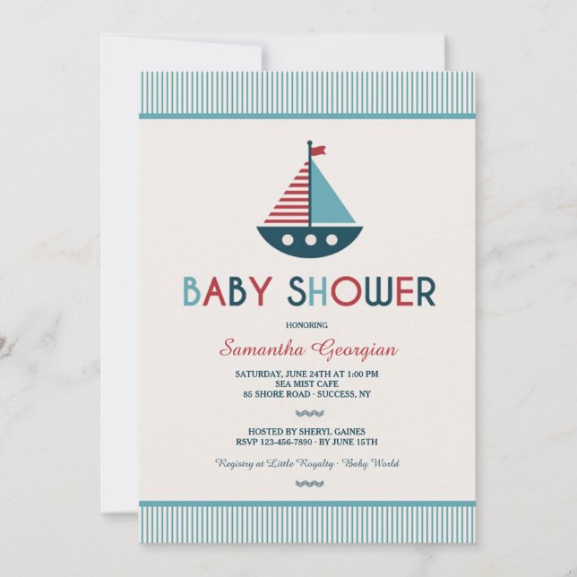 Sailboat Nautical Baby Shower Invitation (Front)
