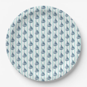 Sailboat Nautical Painting Ocean Paper Plate