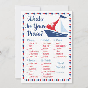 Sailboat Nautical What's In Your Purse Shower Game