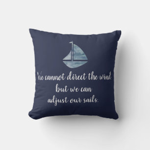 Sailboat Navy Blue Adjust Sails Nautical Pillow