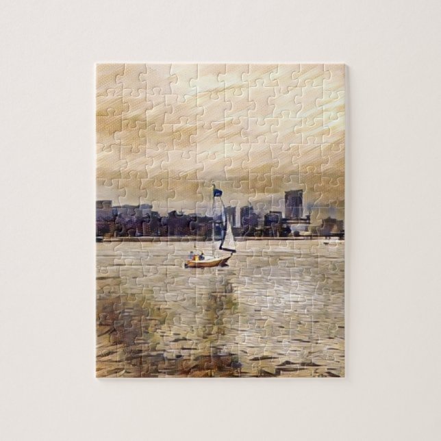 Sailboat Navy Yard bronze blue Jigsaw Puzzle (Vertical)