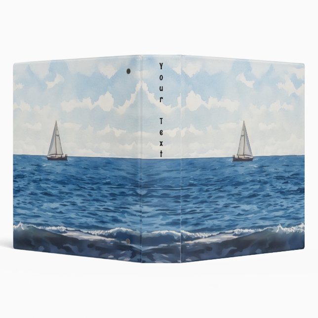 Sailboat Ocean Beach Art Nature Notebook Binder (Background)