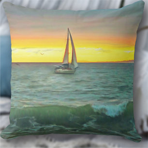 Sailboat on Banderas Bay 0884 Throw Pillow
