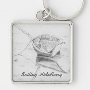 Sailboat on Beach Original Art Keychain