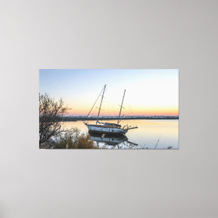 sailboat on body of water "Plan d'eau du Vidourle" Canvas Print