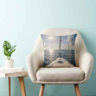 Sailboat On Calm Ocean Water Throw Pillow