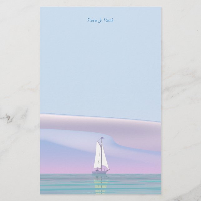 Sailboat on Calm Waters Stationery (Front)