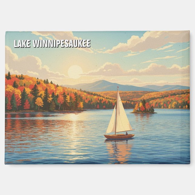 Sailboat on Lake Winnipesaukee Travel Magnet (Front)