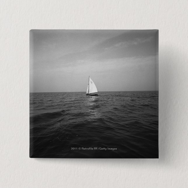 Sailboat on ocean 2 inch square button (Front)