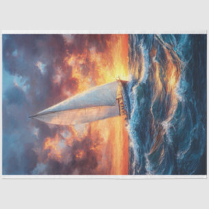 Sailboat on Rough Seas Painting Decoupage Tissue Paper