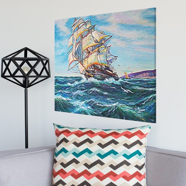 Sailboat on Rough Waters Fine Art Painting Canvas Print (Creator Uploaded)