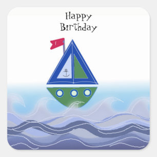 Sailboat on the Blue Ocean Square Sticker