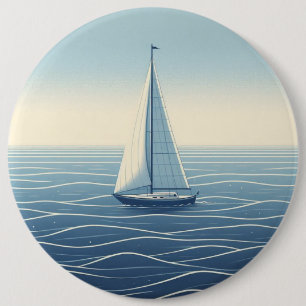 Sailboat on the high seas 6 inch round button