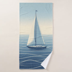 Sailboat on the high seas bath towel