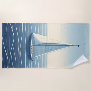 Sailboat on the high seas beach towel