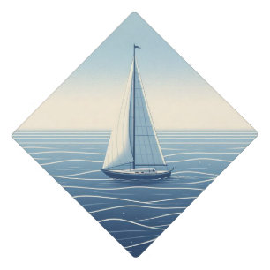 Sailboat on the high seas graduation cap topper