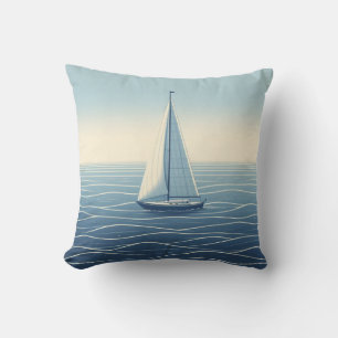Sailboat on the high seas  throw pillow