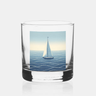 Sailboat on the high seas  whiskey glass