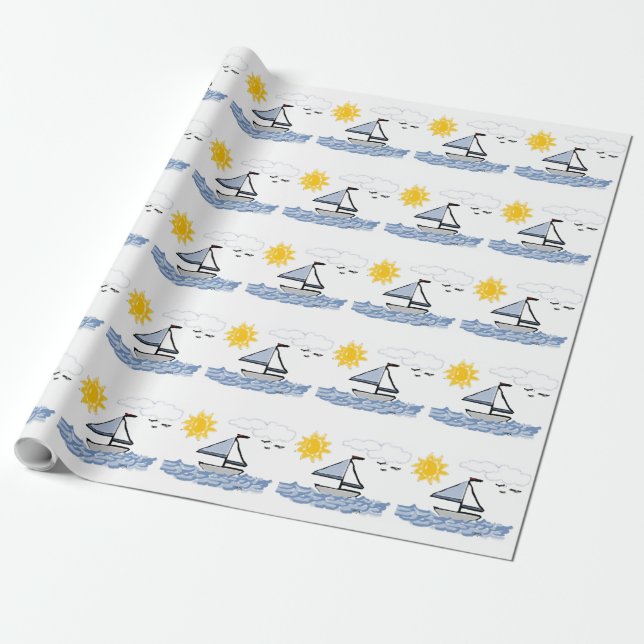 Sailboat on the Water Animated Wrapping Paper (Unrolled)