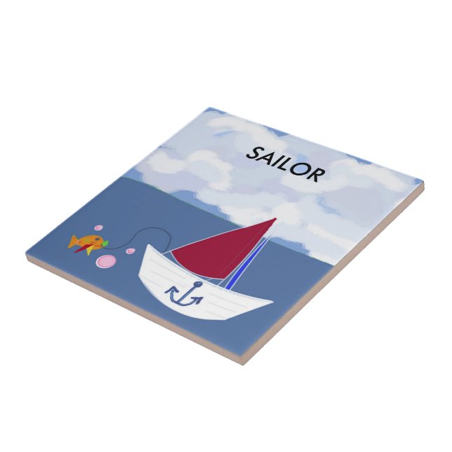 Sailboat Out on the Ocean Tile (Side)