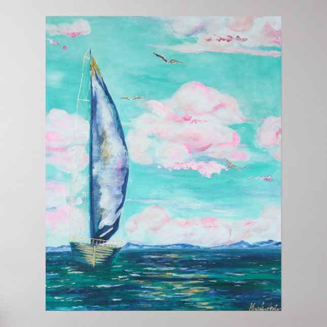 sailboat painting poster (Front)