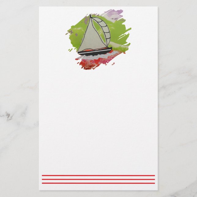 Sailboat Paintstroke Stationery (Front)