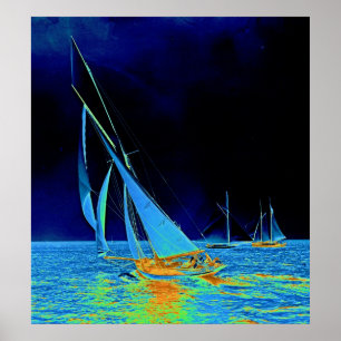Sailboat Papoose 1887 Colorized Poster